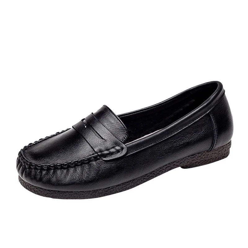

YourSeason Ladies Round Toe Casual Shoes 2021 Spring Autumn Handmade Shallow Concise Women Genuine Leather Flats Vintage