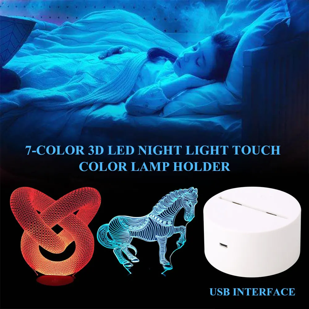 

3D DC 5V Night Light Lamp Base Ornament Light Base Romantic Home Lamp Holder Display