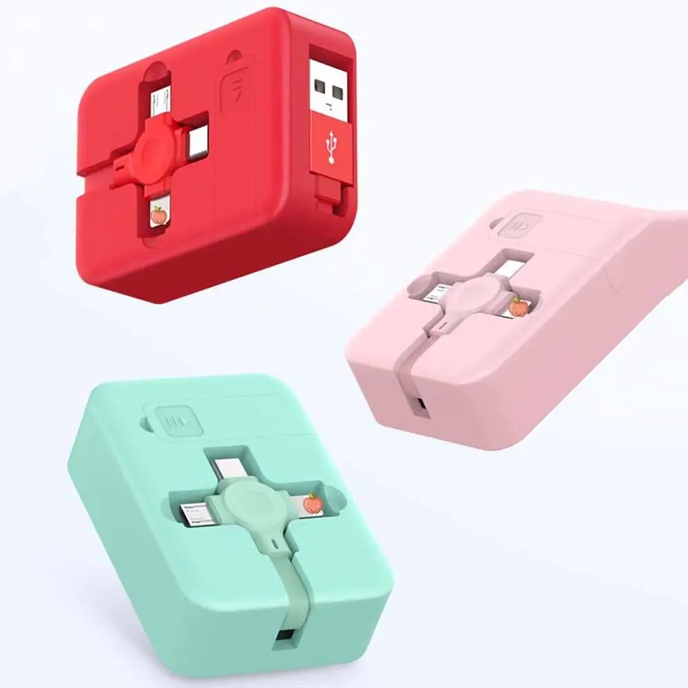 Внешний аккумулятор с выдвижным разъемом Micro USB Type-C 4 в 1 USB-кабель для зарядки и