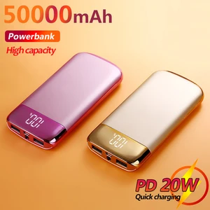 2021 hot 50000mah power bank portable charger fast charging with 2usb digital display external battery for xiaomi samsung iphone free global shipping