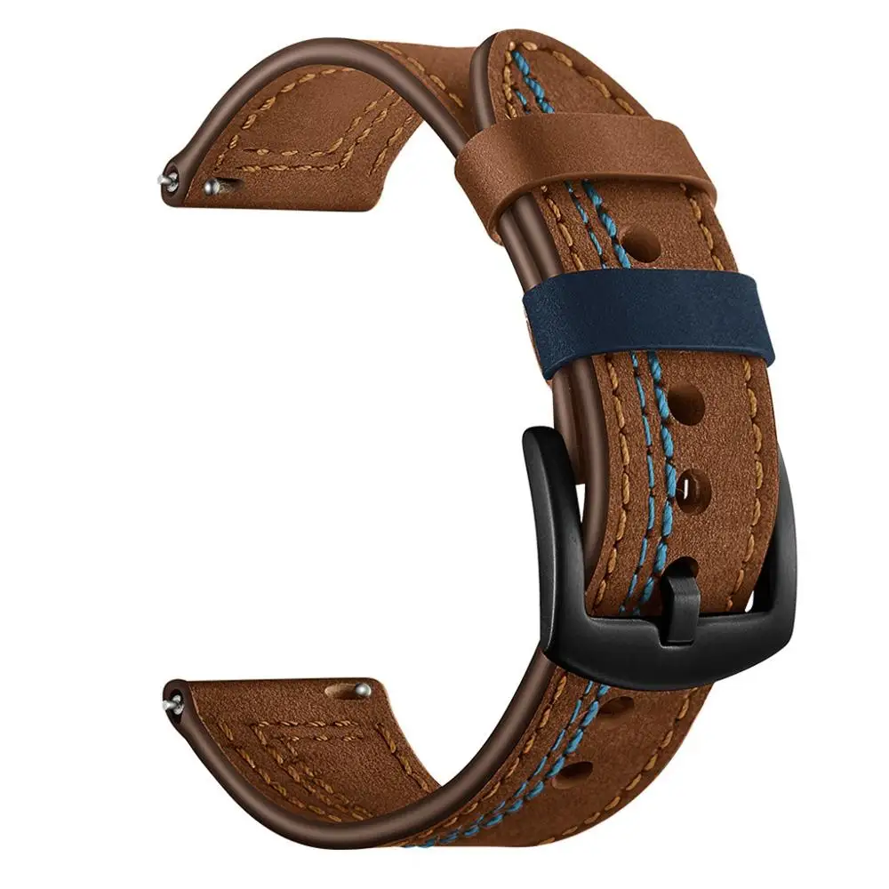 Genuine Leather Watch Band 22mm Strap For Huawei Watch GT/GT2  Watch Strap Replacements For Samsung Watch Men Strap Accessories
