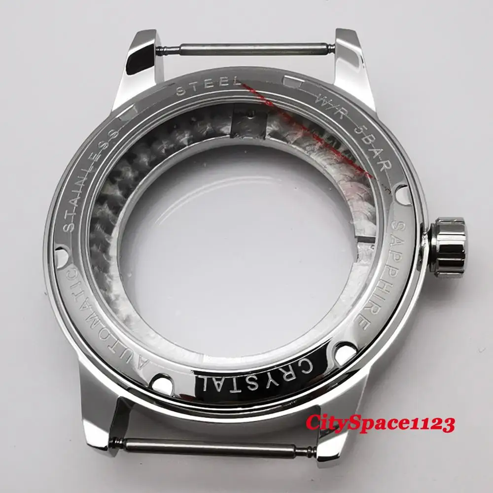 Мужские часы части 41 мм Corgeut нержавеющая сталь с сапфировым стеклом чехол fit ETA 2836