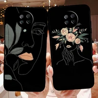 abstract line art sketch girl aesthetics phone case for xiaomi mi redmi note 7 8 9 10 11 pro t s a 10 lite pro