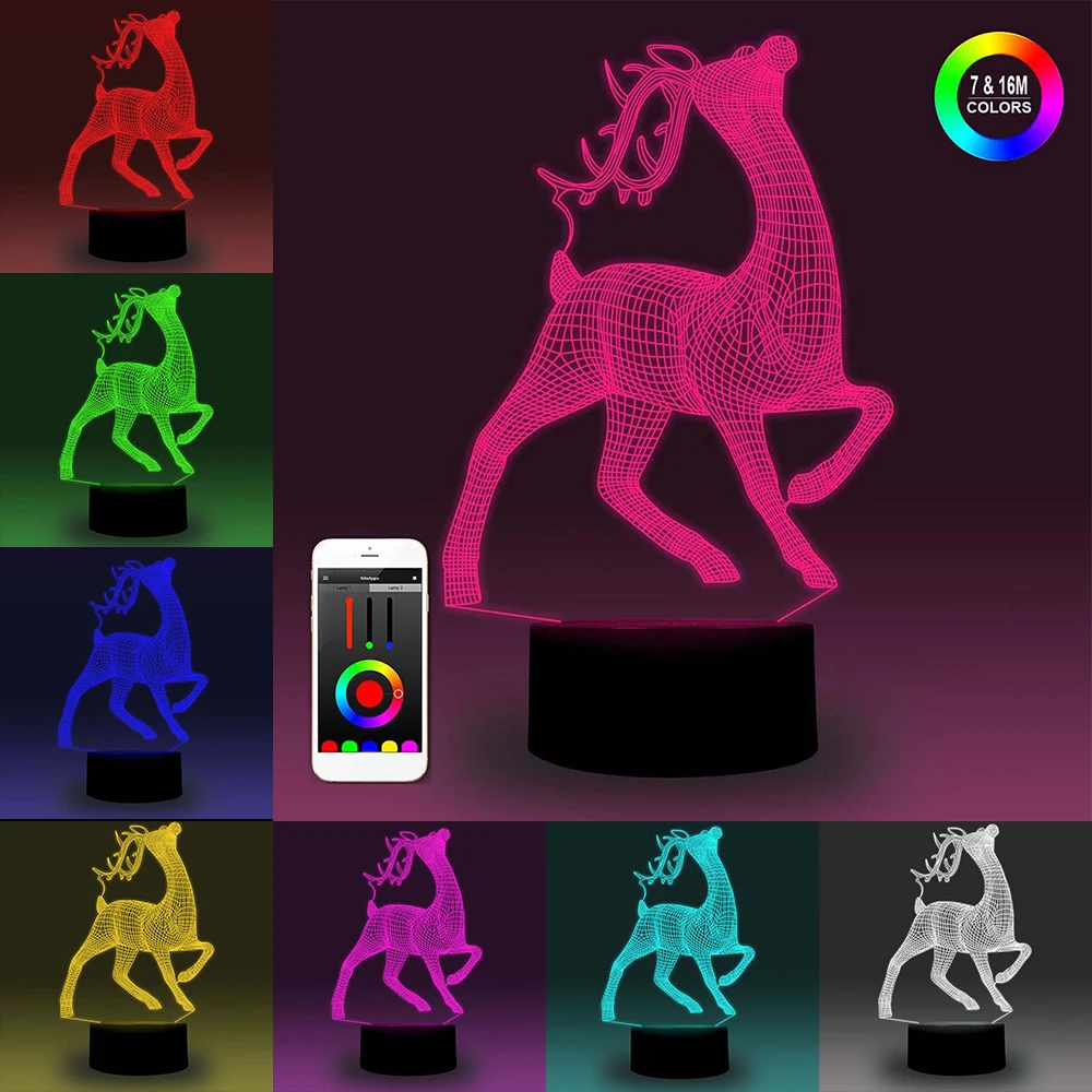 3D Smarts ночник подсветка Иллюзия светодиоды лампа 7 цветов затемнения приложение