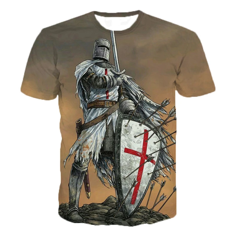 Knights Templar 3D Print T Shirt Fashion Casual T-shirts Men Women Cool stuff Harajuku Streetwear Tops | Мужская одежда