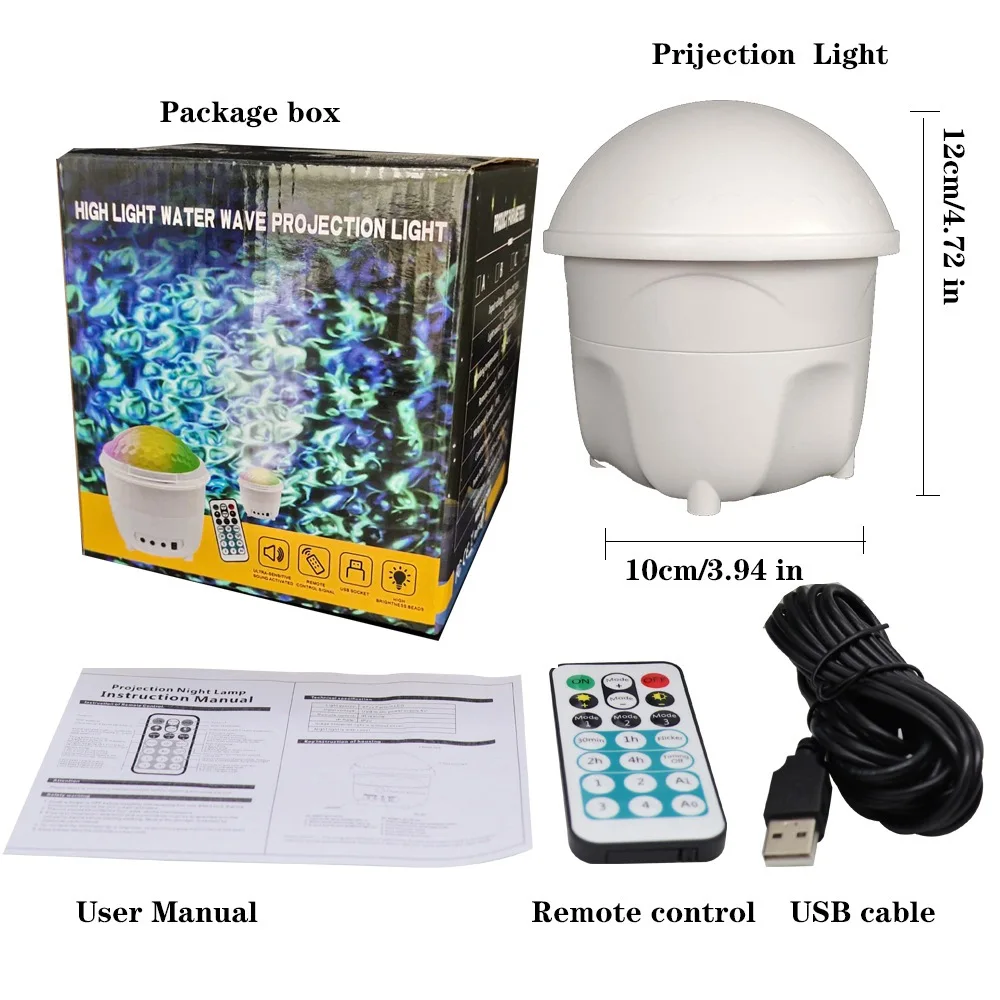 

Ocean Starry Sky Projector USB Christmas Decoration Water Pattern Flame Lamp Night Light Romantic Projection Lamp Birthday Gift