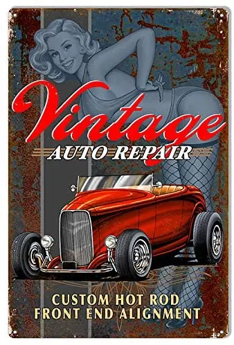 

ArtFuzz Custom Hot Rod Pin Up Girl Vintage Metal Sign by Steve McDonald 12x16