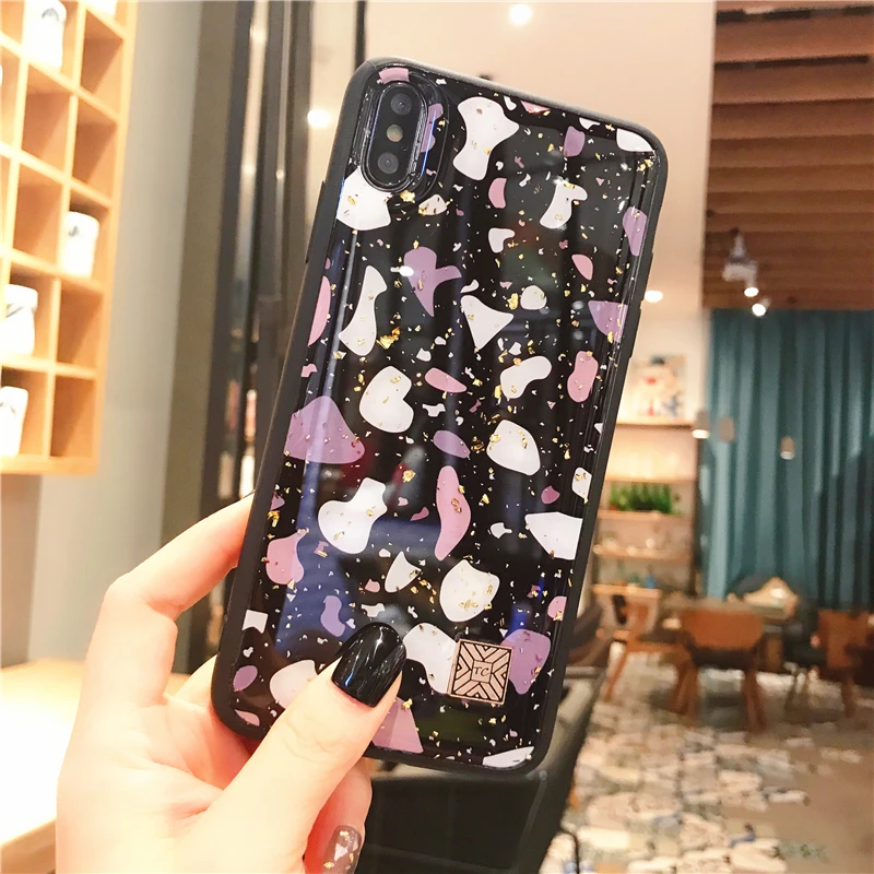 Мраморный чехол для телефона с золотой фольгой для iPhone 11 Pro XS Max XR X 7 8 6 6s Plus, мягкий силиконовый чехол с блестками для iPhone X