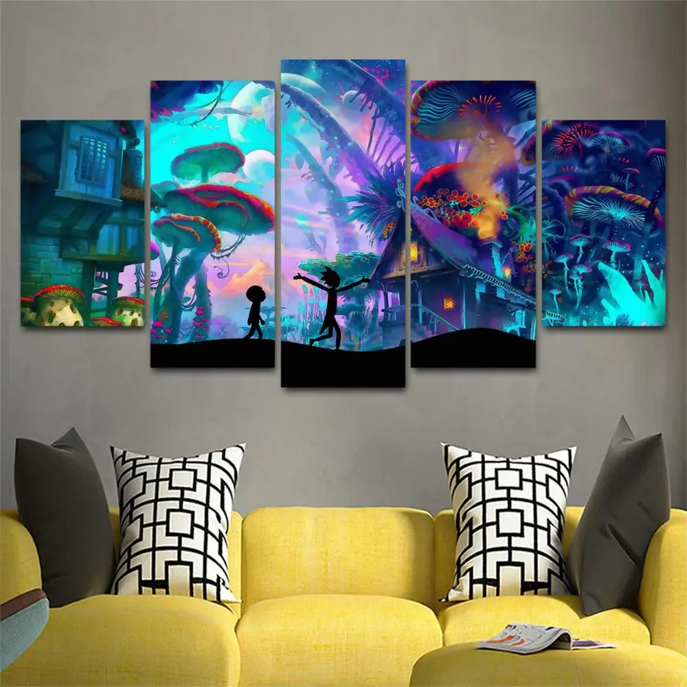 

Drop shipping 5 Panel Wall Art Pictures Canvas Painting abstract canvas poster painting decoration for living room LW329