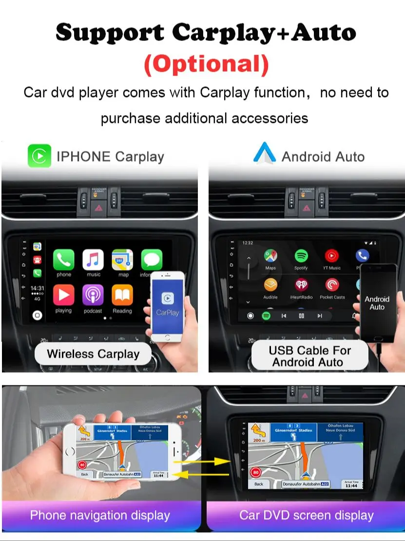 Автомагнитола 2DIN мультимедийный плеер Android с экраном Carplay Автомобильный GPS bluetooth