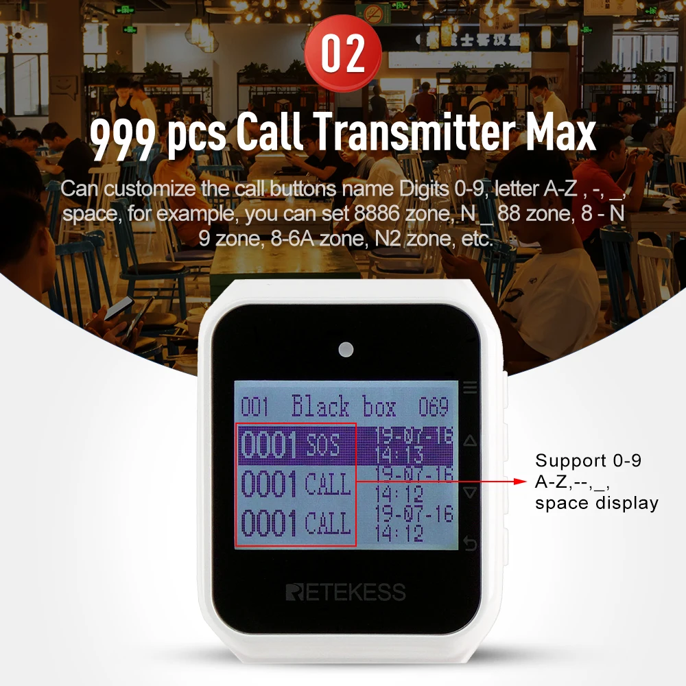 Пейджер RETEKESS TD108 беспроводная система вызова официанта часы-приемник + 2 кнопки