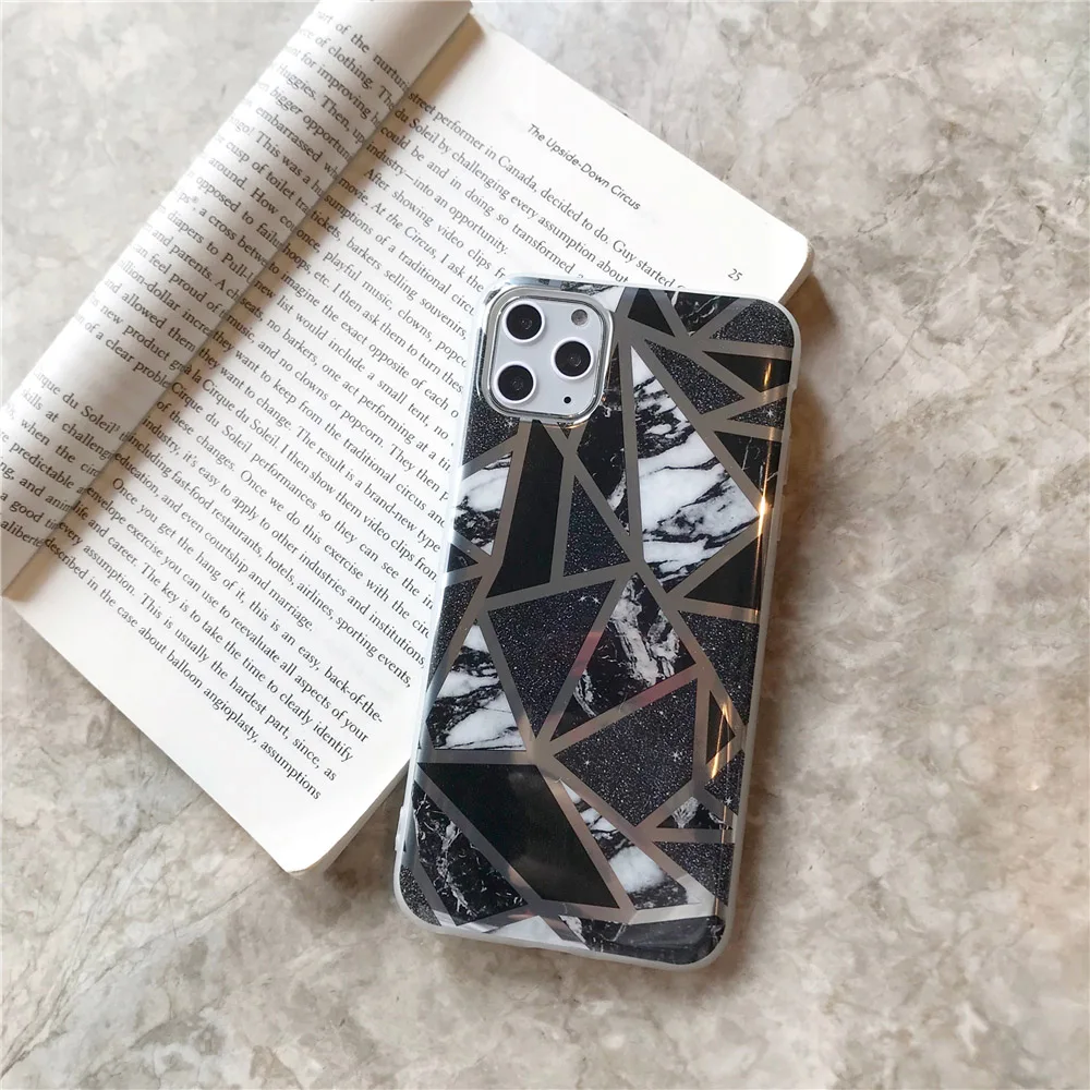 N1986N для iPhone 11 Pro X XR XS Max 6 6s 7 8 Plus чехол для телефона Роскошные геометрические сплайсы мрамор гальванические блестящие IMD Для iPhone X