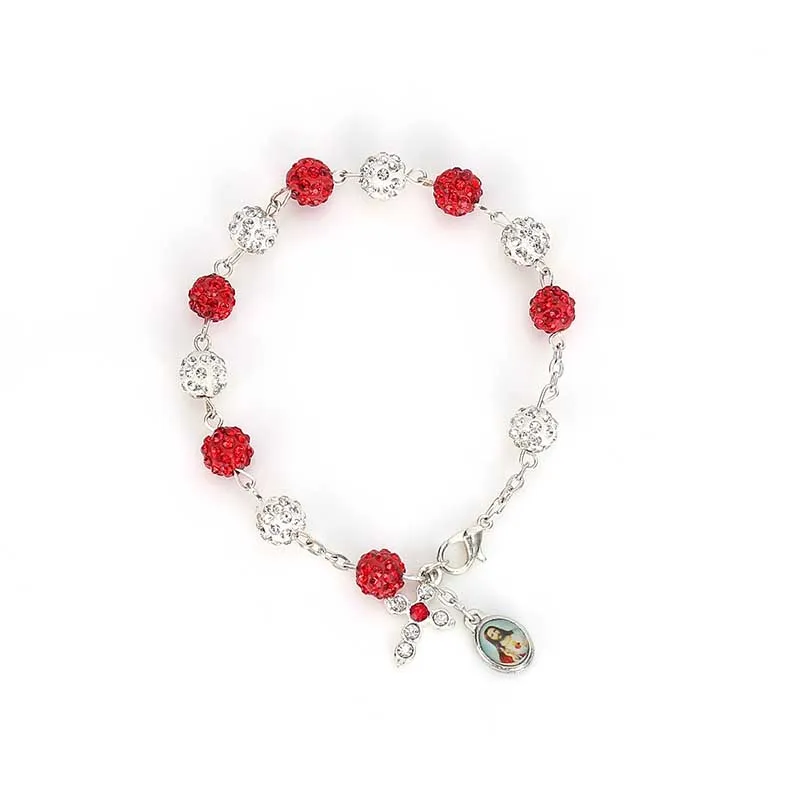 Религиозный браслет из искусственного жемчуга с кристаллами детский Святой