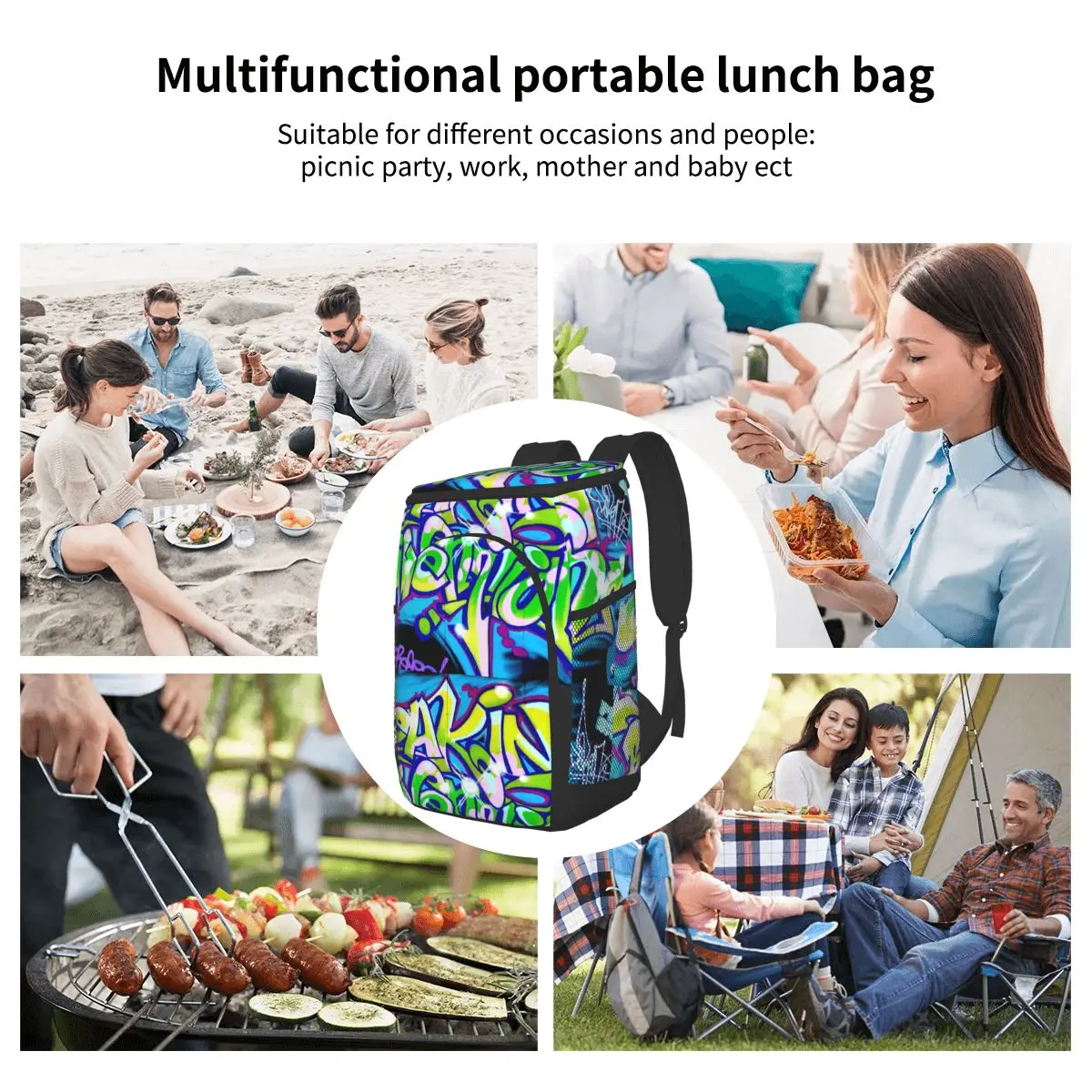 

15L Refrigerator Bag Soft Large Insulated Cooler Backpack Thermal Isothermal Fridge Travel Beach Beer Bag Graffiti On A Wall