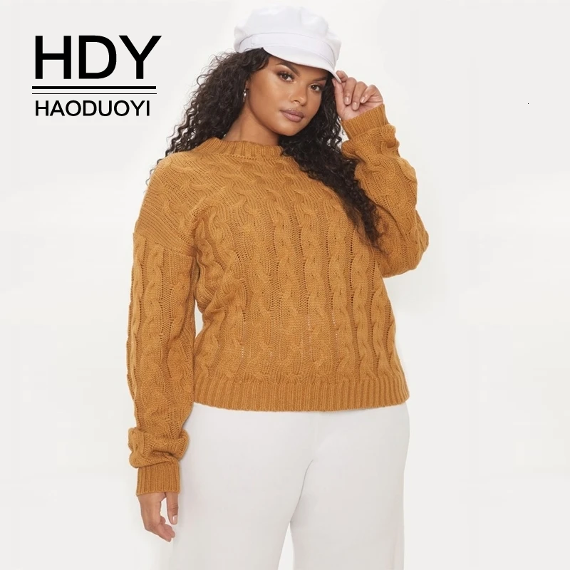 HDY Haoduoyi 2019 новый осенний большой размер Ретро стиль скрученный трикотажный