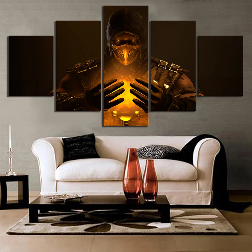 

Modular Canvas Pictures Wall Artwork 5 Pieces/Pcs Mortal Kombat Game Final Fight Painting Home Decor Prints Poster Living Room