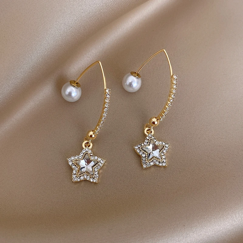 Серьги с пятиконечными звездами и бриллиантами элегантное кольцо для ушей 2020