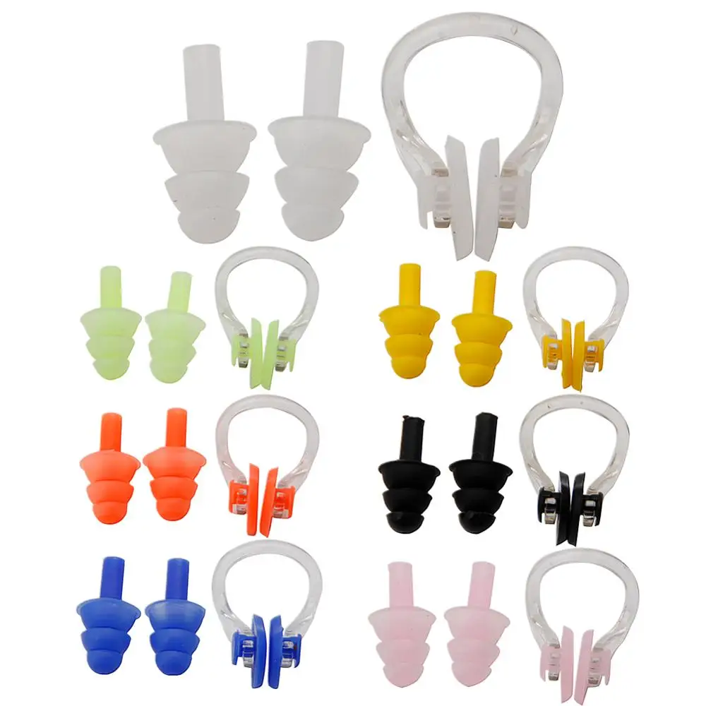 

Водонепроницаемый Мягкий силиконовый набор для плавания, мягкий зажим для носа + затычка для ушей