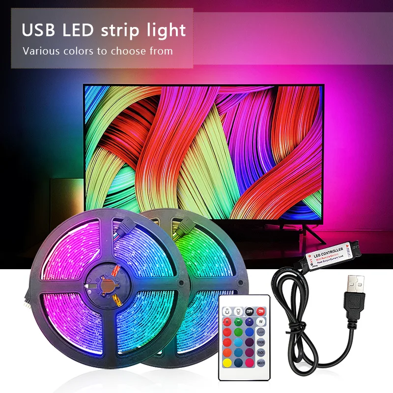 

Светодиодная ленсветильник RGB 2835 с питанием от USB, 50 см, 1 м, 2 м, 3 м, 4 м, 5 м, 5 в постоянного тока, подсветка, гибкая лента, декор для экрана телеви...