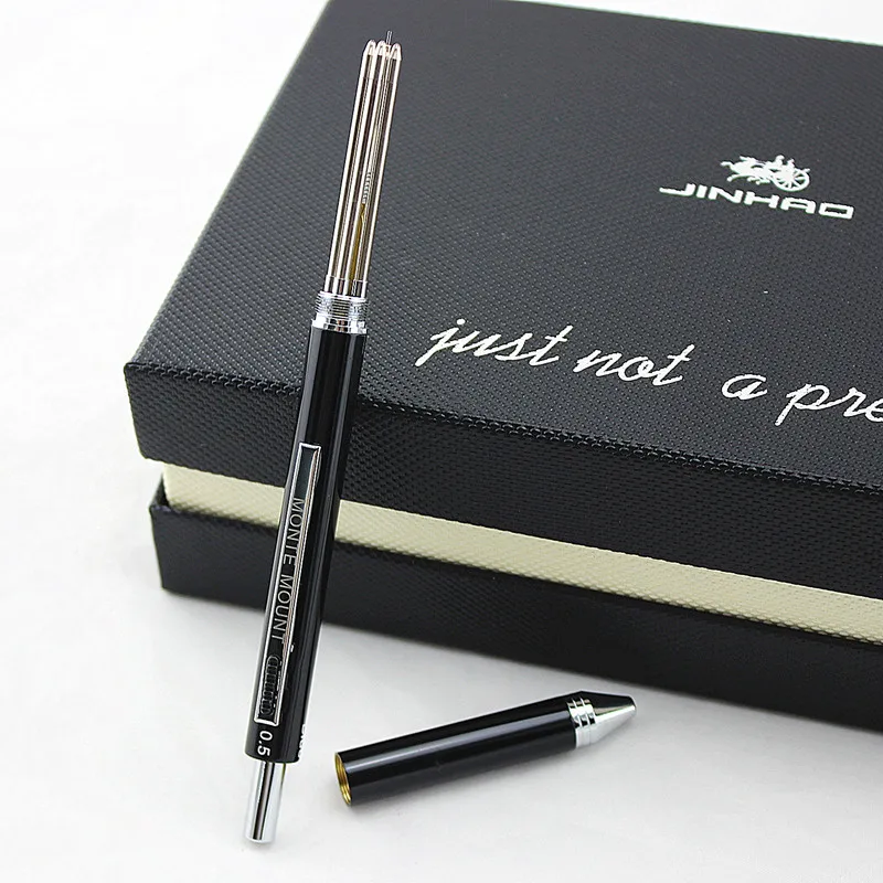 Металлические шариковые ручки 4 в 1 многофункциональные серебристые