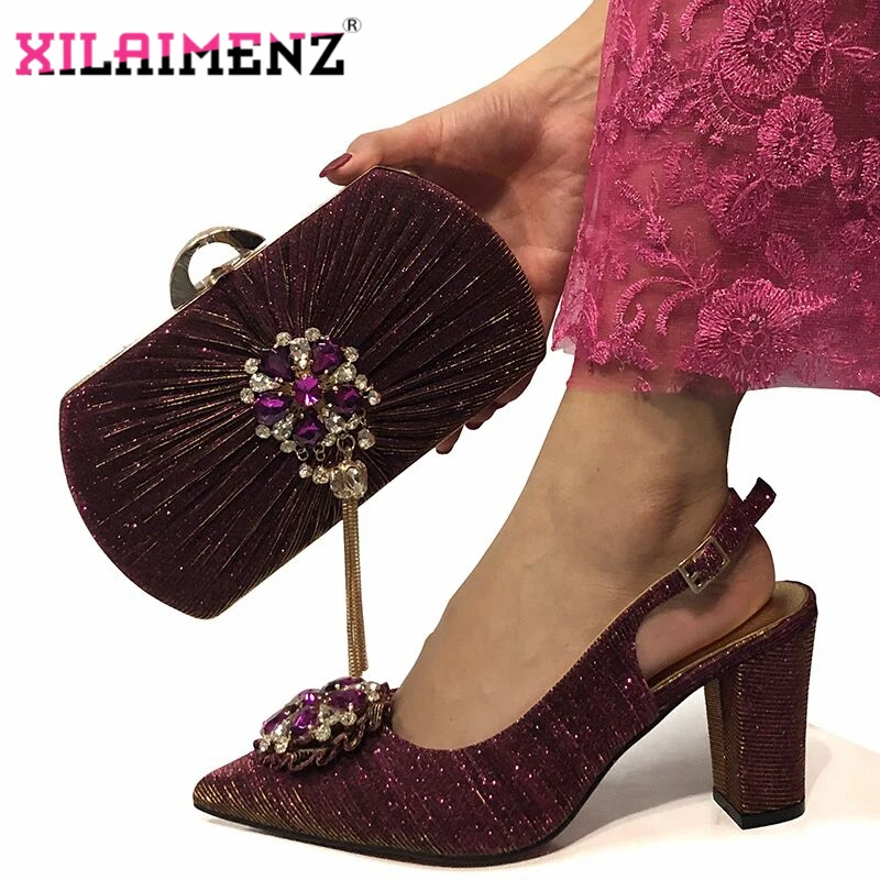 Итальянский комплект из женских туфель и сумочки В Выдержанном стиле вечерние