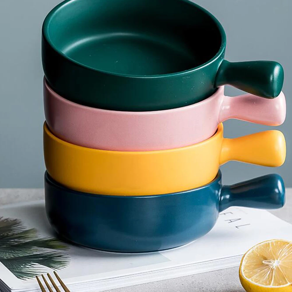 Круглая керамическая тарелка для выпечки практичная бытовая Ручка противень