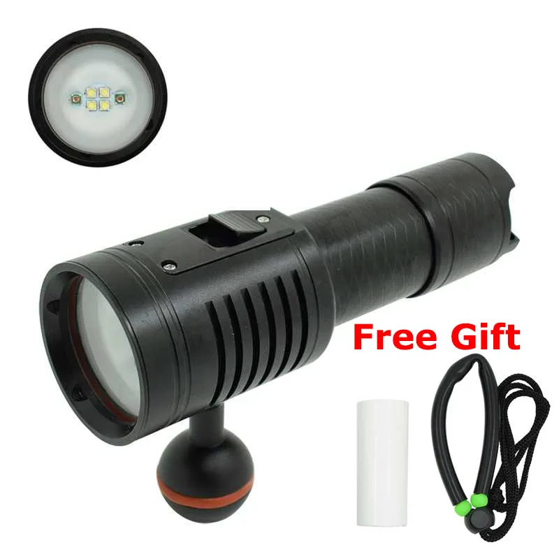 Светодиодный фонарь для подводной видеосъемки 4 * XP G2 белый + 2 XPE красный