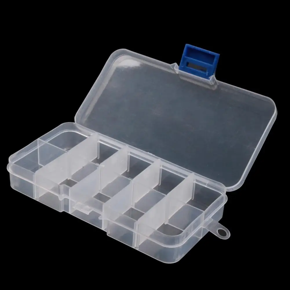 

10/15 Grids Detachable Transparent Plastic Fishing Hook Storage Box Container Fishing Tool Accessories