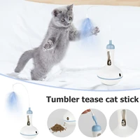 cat feather toys interactive cat toy funny feather bird with bell cat stick tumbler toy for kitten playing teaser cat supplies