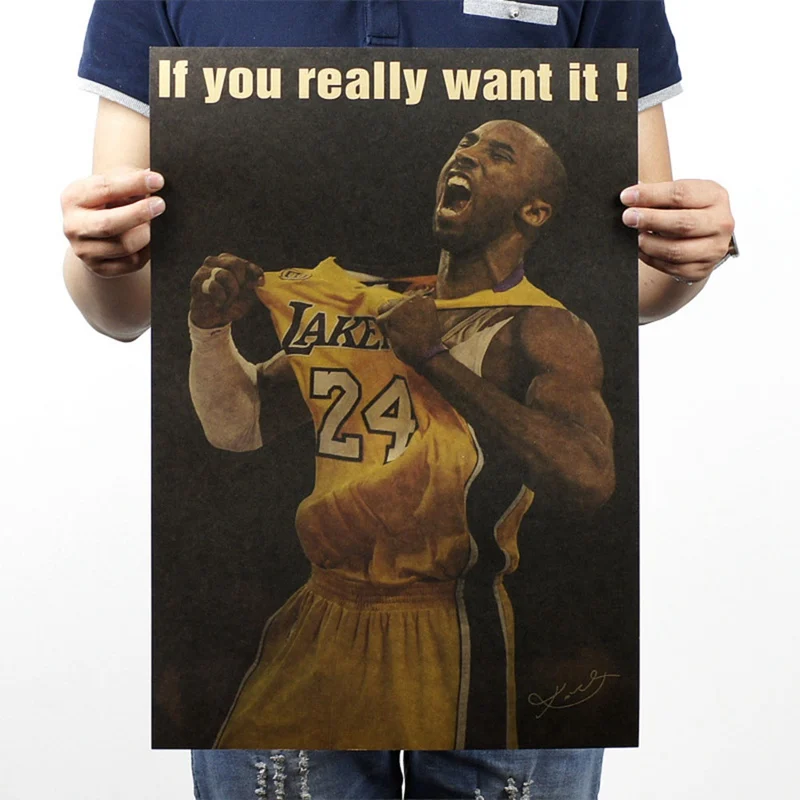 

Famous Basketball Star Posters Prints Kraft Paper Living Bedroom Bar Restaurant Coffee Poster Stickers For Wall Decoration Men