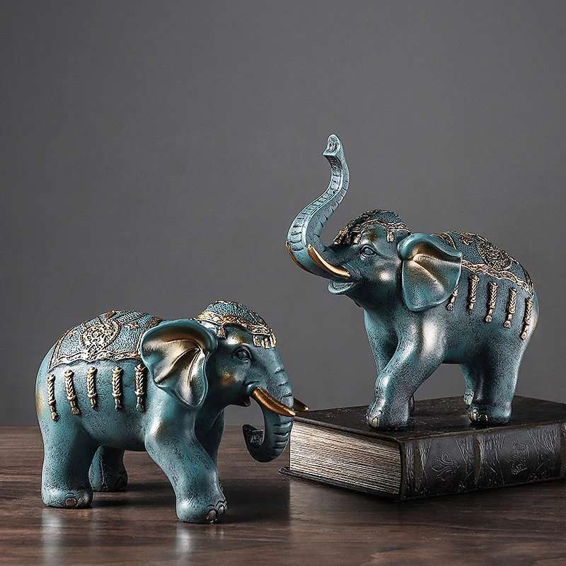 

Neylend Lovers Elephant Handicraft Ornaments Two Pieces Of Combined Sculpture Living Room Desktop Ornaments