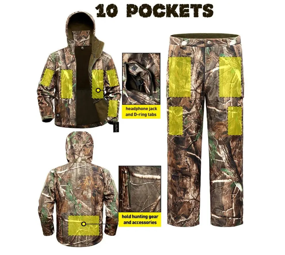Бесплатная доставка 1 комплект зимний Камуфляжный охотничий костюм Realtree AP 100%