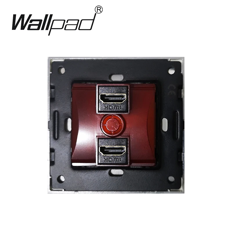2 HDMI-совместимые розетки Wallpad черная панель из закаленного стекла настенная для