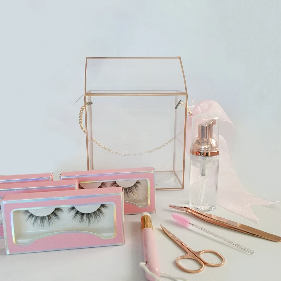 Eyelashes Bulk Items  MakeupTool Mink lashes kit with lash shampoo cleanser clean brush Lash curler Lash tools Lash scissor kit