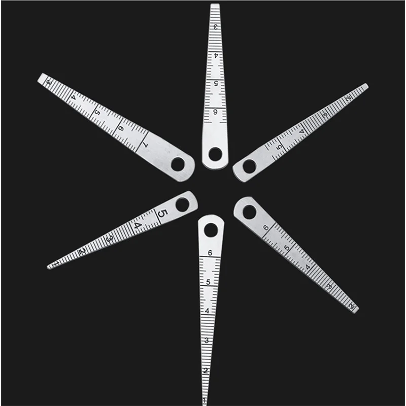 

6 Pcs Stainless Steel Welding Inspection Ruler 0-7 Tapered Feeler Gauge Gap Ruler Measuring Tool