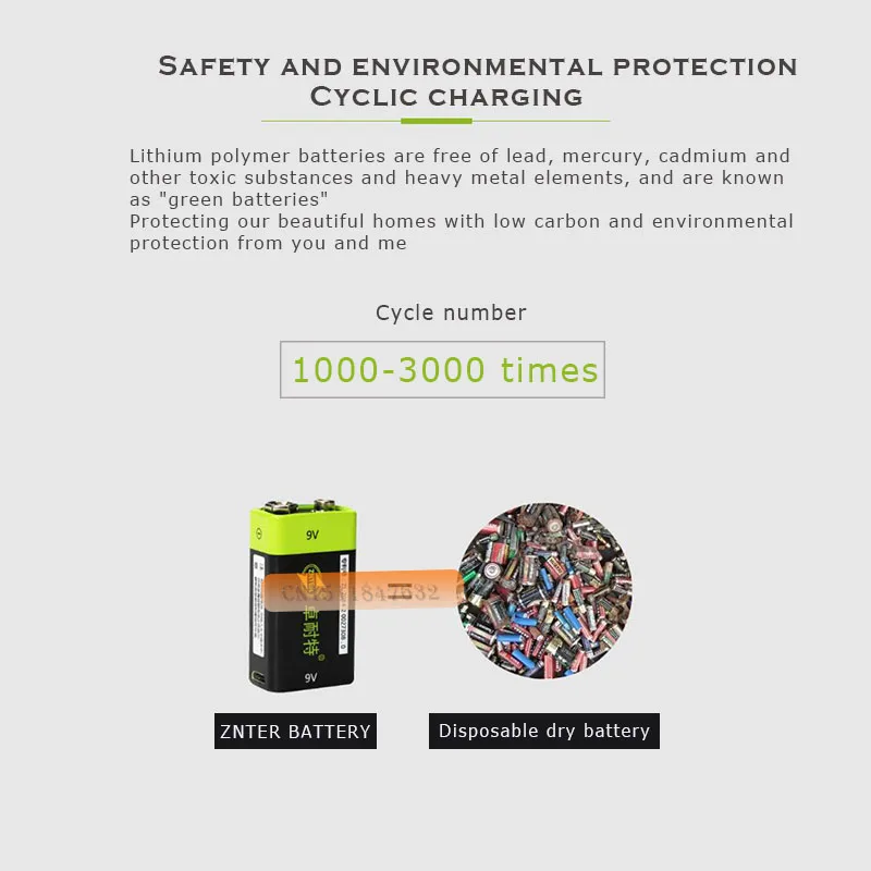 3 шт. перезаряжаемые литий-полимерные литий-ионные аккумуляторы ZNTER 9 в 400 мАч +