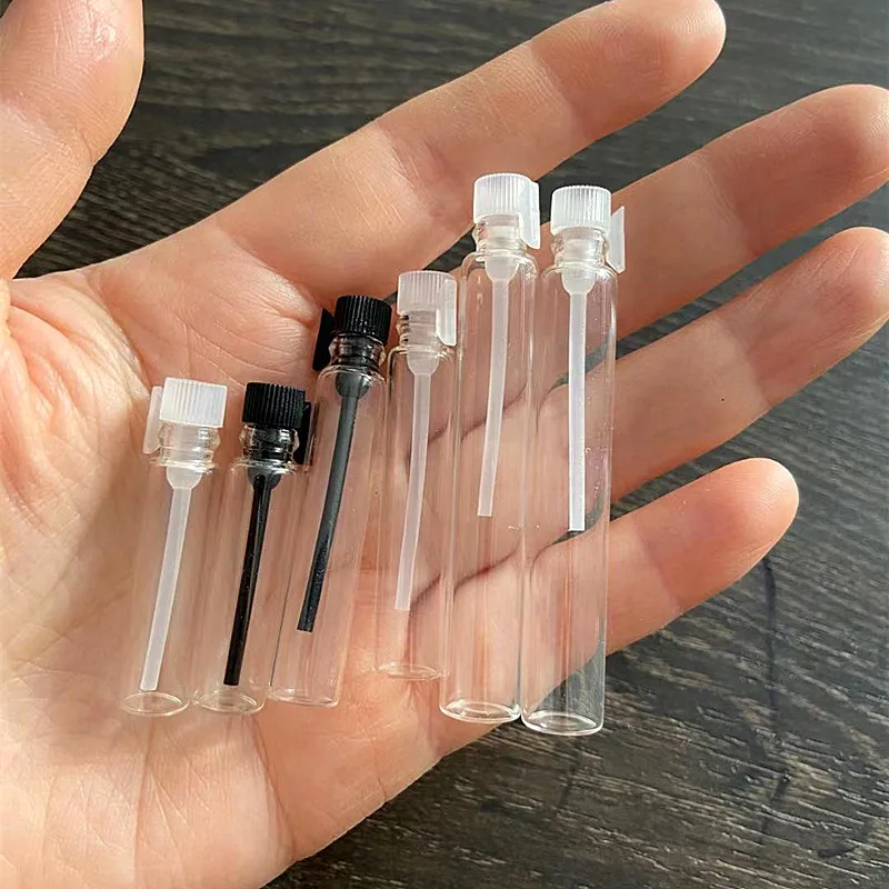 

100 Stks/partij 1 Ml 2 Ml Amber Glazen Fles Parfum Lege Flessen Sample Glazen Flesjes Kleine Promotie Olie Fles
