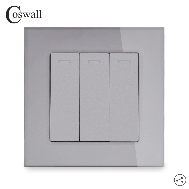 COSWALL 3 Gang 2 сторонний роскошный светильник из хрустального стекла переключатель