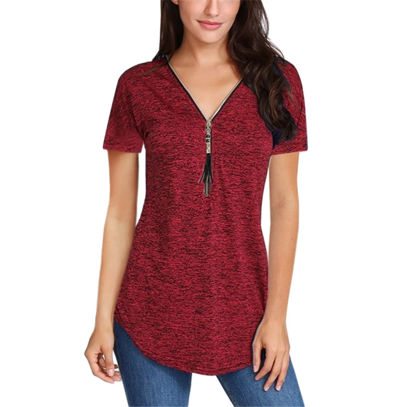 

ZOGAA хорошего качества, с кисточками и на молнии спереди v-образный мысок; Повседневная тонкая короткая футболки 2021, женская обувь Новые летни...