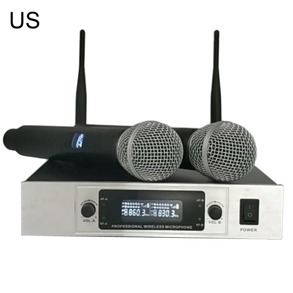 

Stage Performance Show Party Hip Hop Home KTV UHF Professional Dual Wireless Microphne Metal Handheld Microphne