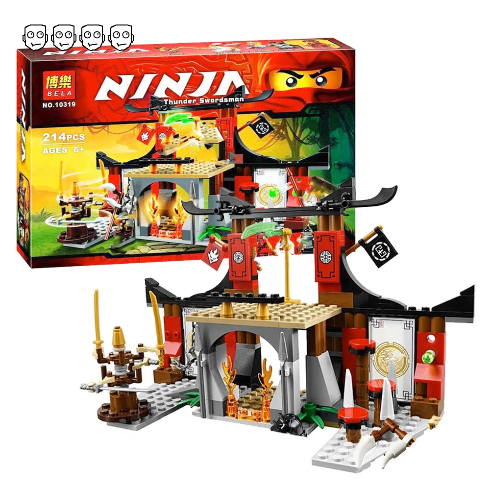 Совместимость Ninjagoes 70756 Dojo Showdown Set Bela 10319 214 шт. с 4 мини-фигурками, строительные блоки, игрушки для детей, подарки для мальчиков