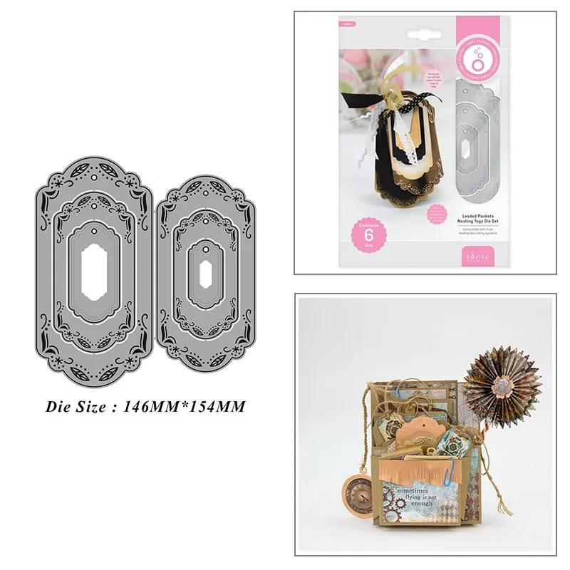 

6pcs Label Tag Frame Metal Cutting Dies for DIY Scrapbook Album Paper Card Decoration Crafts Embossing 2021 New Dies