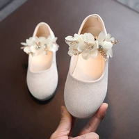 girls shoes children wedding princess school shoe kids summer rhinestone flower student sandals fashion flats 2022 new g26