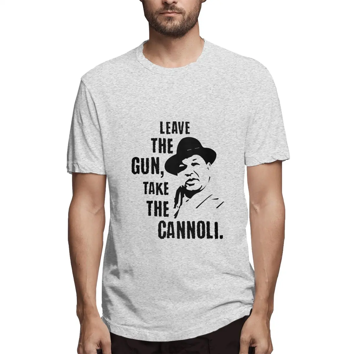 

Take Leave Gun Cannoli Godfather Men's T Shirt Funny Tee Shirt Short Sleeve Round Neck T-Shirt Cotton Printed Clothing