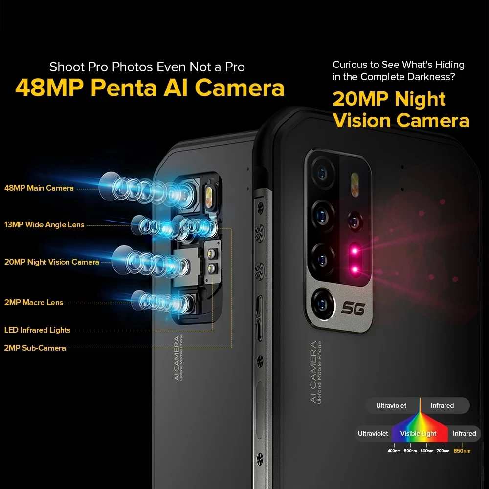 Смартфон Ulefone Armor 11 5G прочный мобильный телефон IP68 Android 10 8 ГБ + 256 20 МП ИК ночное