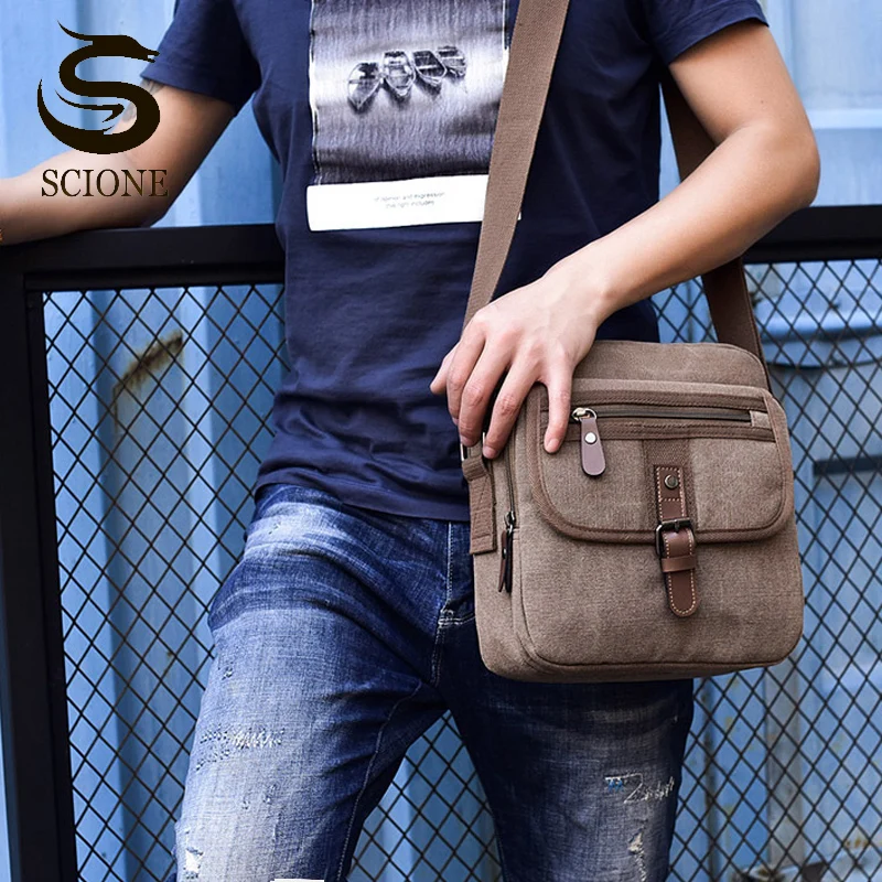 

Male High Quality Canvas Crossbody Bags Men Casual Messenger Bag Fashion Office Shoulder Bag Portable Purses Solid Color XA55M