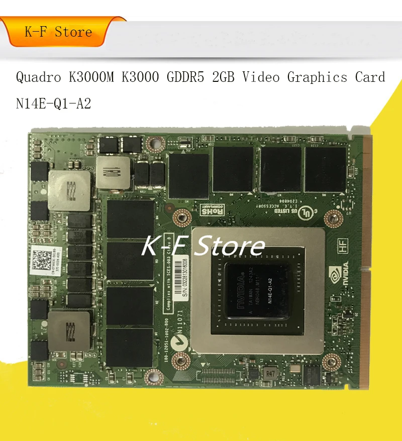 K3000M K3000 GDDR5 2GB Video Graphics Card N14E-Q1-A2 With X-Bracket For iMac Dell M6700 M6800 HP 8760W 8770W Laptop