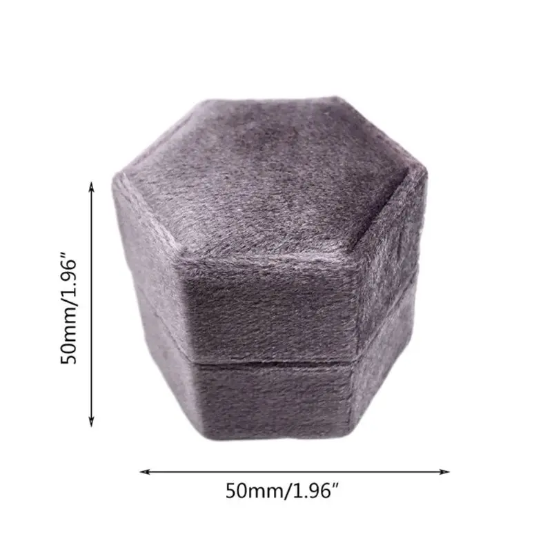 

N58F Velvet Single Ring Box Hexagon Valentine's Day Ring Box with Detachable Lid