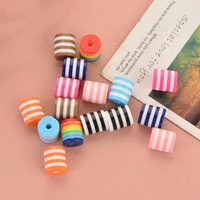 100pcs resin spacer beads barrel multicolor stripe pattern loose beads diy making bracelets fashion jewelry gifts about 9mmx8mm
