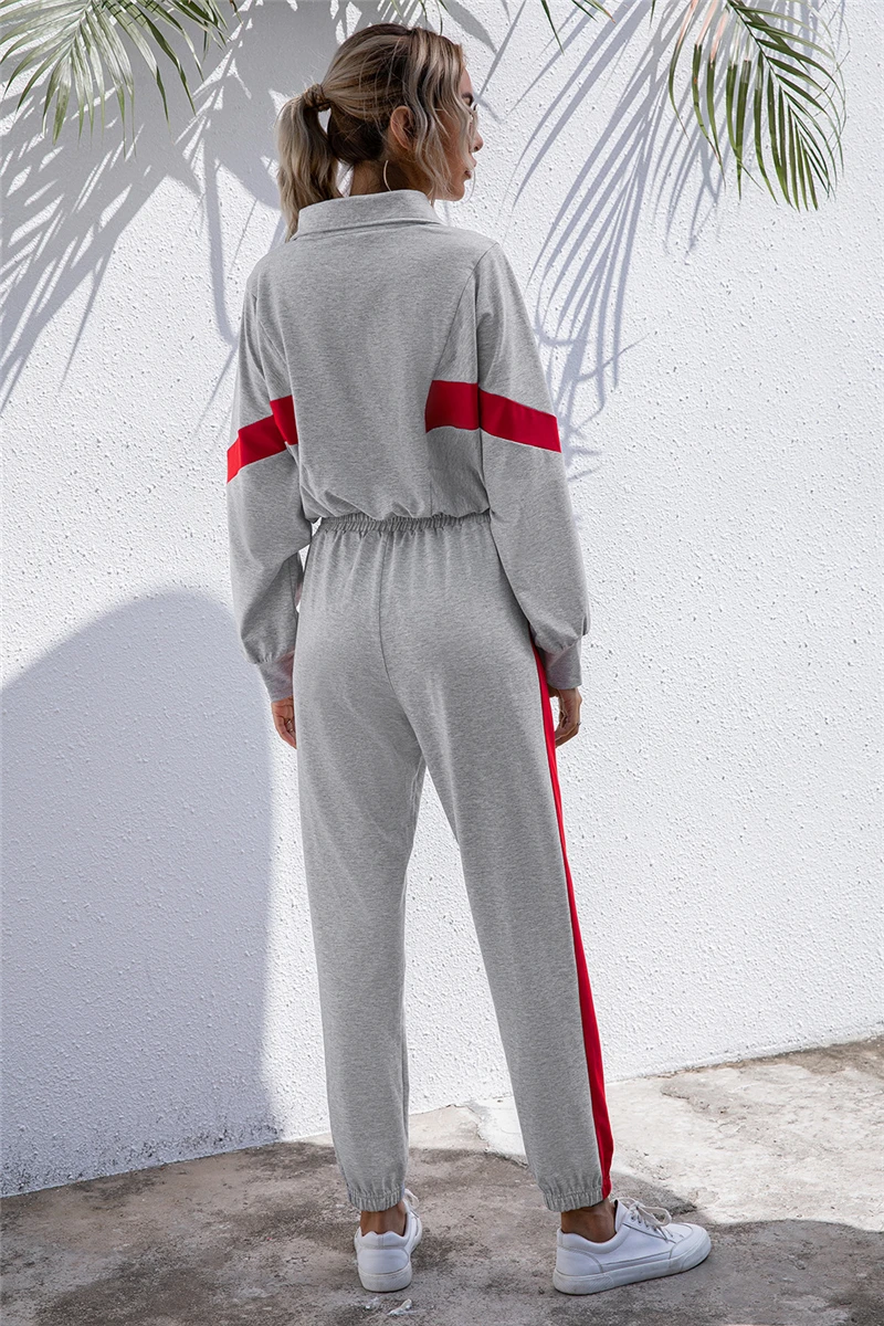 

Tracksuit Women Two Piece Set Autumn Clothes Side Striped Sweatshirt Crop Top and Pants Sport Jogging Suit Women's Sets Outfits